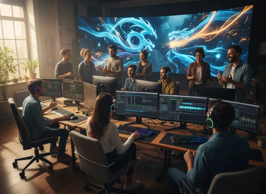 Creative team using Mubert Voice Change in a vocal workflow