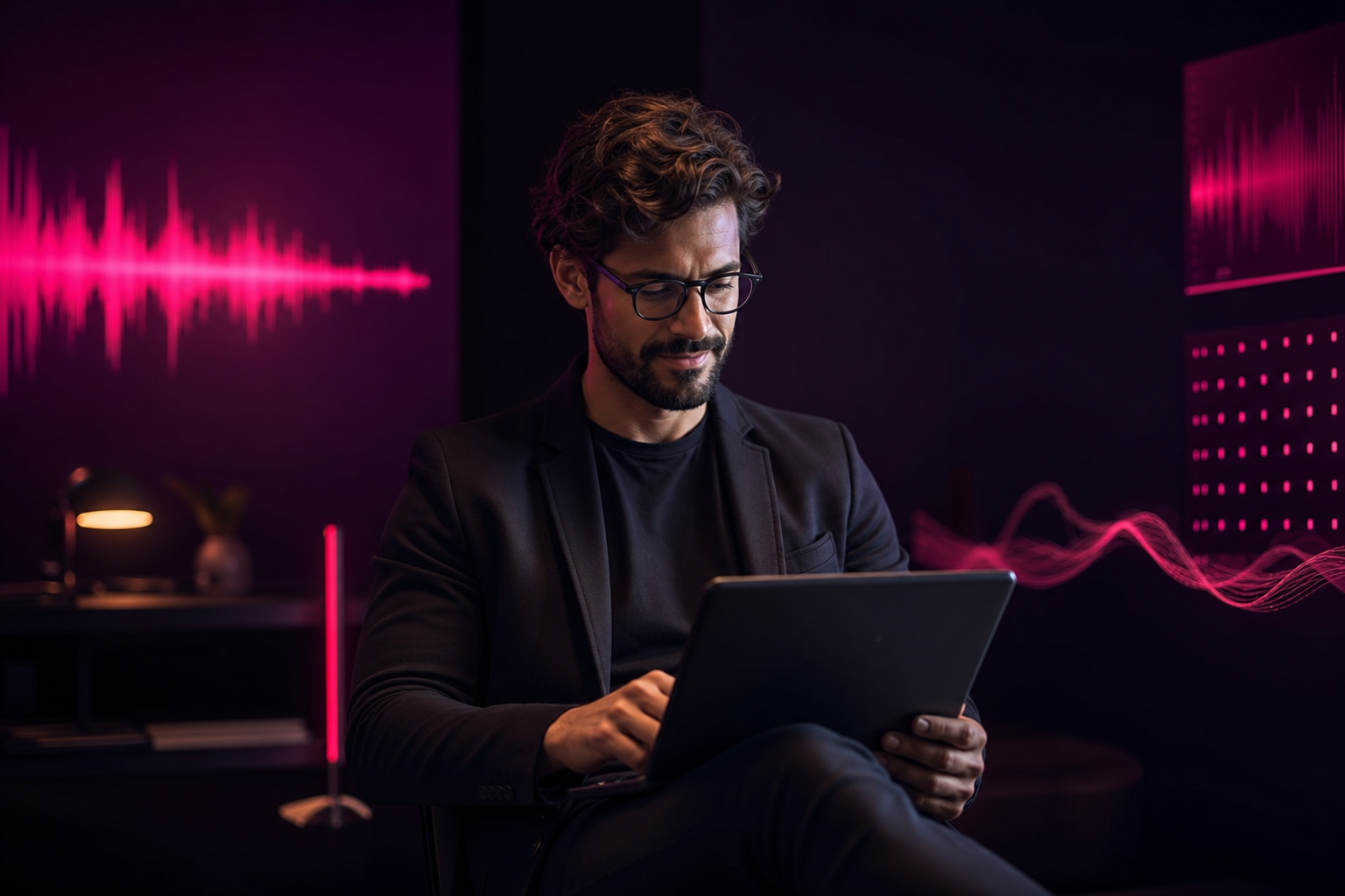 Creator using Mubert AI music generator