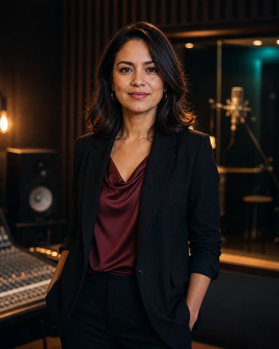 Vertical business portrait for Mubert AI Cover music production teams