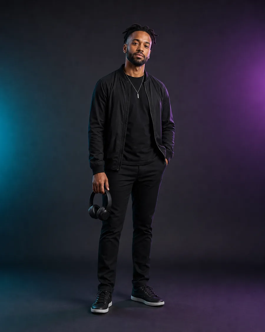 Vertical commercial portrait for Mubert AI Stem Splitter